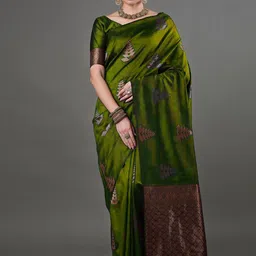 SHOP DROP Ethnic Motifs Zari Pure Silk Banarasi Saree-image-46