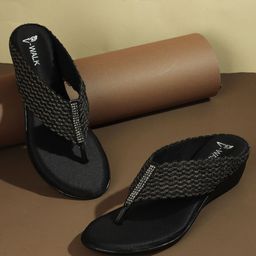 V-WALK Women Embellished Wedge Heel Sandals-29