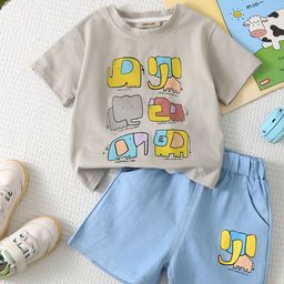 INCLUD Boys Printed Round Neck T-shirt With Shorts-image-80