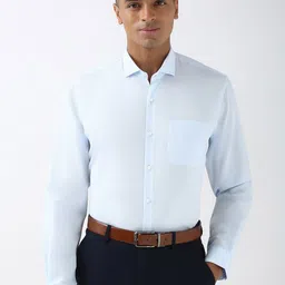 Peter England Men Spread Collar Solid Cotton Formal Shirt-picture-25