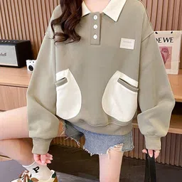 StyleCast x Revolte Women Colourblocked Shirt Collar Long Sleeves Sweatshirt-picture-28