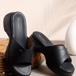 Mast & Harbour Women Textured Wedge Heel Sandals-picture-5