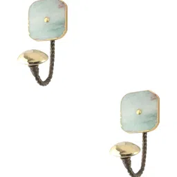 IndianShelf Gold Toned & Green 2 Pieces Ceramic Wall Hooks-picture-10