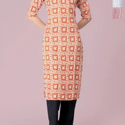 Anouk Rustic Women Pack of 3 Ethnic Motifs Printed Pure Crepe Straight Kurta-image-54