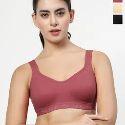 LILY Women Pack of 3 Full Coverage Non Padded Seamless Workout Bra-picture-41