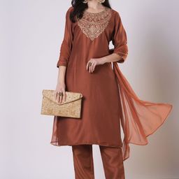 Anni Designer Floral Embroidered Straight Kurta With Trousers & Dupatta-image-98