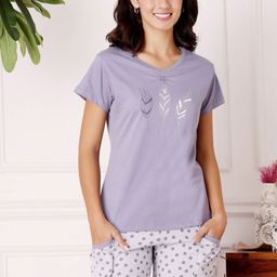 Bodycare Women Ethnic Motifs Printed Round Neck Pure Cotton T-shirt & Shorts Night suit-picture-40