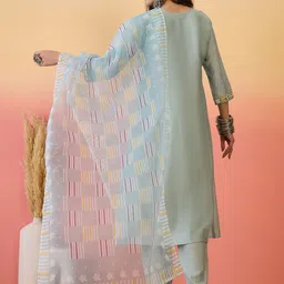 Sangria Self Design A-Line Kurta Set With Dupatta image 4