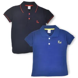 BAESD Pack Of 2 Boys Solid Polo Collar Cotton T-shirts-image-63