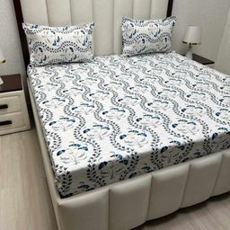 Pure Decor Velar Fur Sib White Pure Cotton 260 TC Queen Bedsheet Set 2.28 m x 2.54 m-image-40