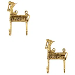 IndianShelf Gold Toned 2 Pieces Brass Camel Wall Hangers Key Hooks-2