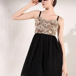 SHOWOFF Self Design Fit & Flare Dress-picture-14