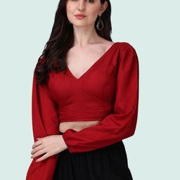 Moda Rapido Women Red Saree Blouse-image-60
