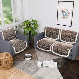 Kuber Industries Brown & Gold-Toned 6 Pieces Printed 3-Seater Sofa Covers-image-69