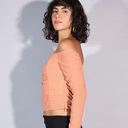 SASSAFRAS Off-Shoulder Net Bardot Top image 3