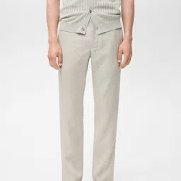 MANGO MAN Men Slim Fit Linen Trousers-picture-33