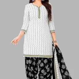 shree jeenmata collection Chevron Printed Pure Cotton Unstitched Dress Material-image-84
