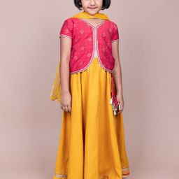 KASYA Girls Printed Sequinned Ready to Wear Lehenga & Blouse With Dupatta-picture-17