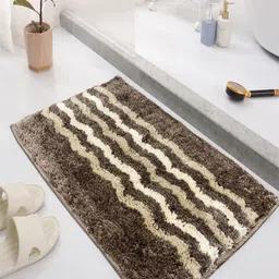 LUXEHOME INTERNATIONAL Beige & Brown Colourblock Anti-Skid Bath Rug-image-3