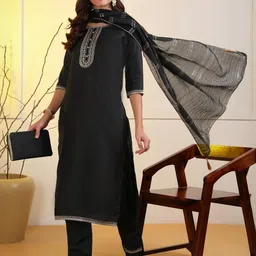 NEW ETHNIC 4 YOU Women Silk Blend Embroidered Kurta Sets-image-71