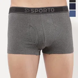 Sporto by Macho Pack Of 4 Super Combed Cotton Mid-Rise Short Trunks-picture-26