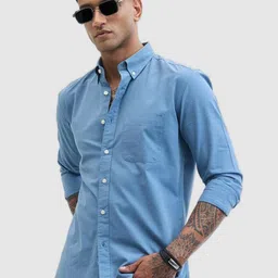 Snitch Men Smart Fit Button-Down Collar Solid Cotton Casual Shirt-image-83