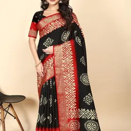 SSHAGUN LIFESTYLE Floral Printed Zari Silk Cotton Saree-picture-8