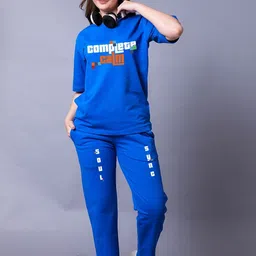 Lazy Lush Complete Calm Printed T-Shirt & Track Pant Co-Ords Set image 5
