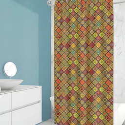 ArtzFolio Brown & Red Printed Waterproof Shower Curtain-10