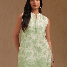 Soch Botanical Printed Mandarin Collar Straight Kurti-picture-3