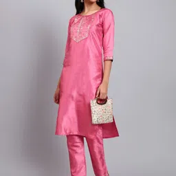 JDS LIFESTYLE Women Ethnic Motifs Embroidered Sequinned Kurta with Trousers-picture-4