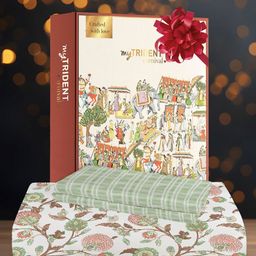 MYTRIDENT White & Green Floral 144 TC Queen Bedsheet With 2 Pillow Covers-image-34