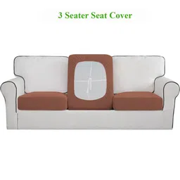 HOKIPO Brown 3 Pieces Jacquard Sofa Cover-image-18