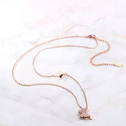 DIVASTRI Rose Gold-Plated Butterfly Shaped Pendant With Chain-58