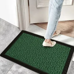 Yellow Weaves Green Textured Anti-Slip Doormats-27