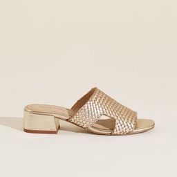 Peach Flores Textured Leather Block Pumps image 3