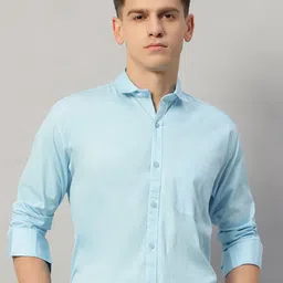 VOGAAN Modern Spread Collar Cotton Slim Fit Formal Shirt-image-22