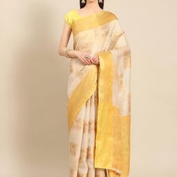 VILLAGIUS Woven Design Zari Silk Blend Saree-image-90