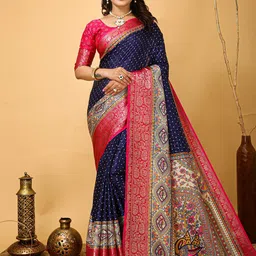 HERE&NOWWomen Kalamkari Printed Banarasi Saree-picture-38