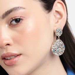 Forever New Gold Plated Artificial Stones Studded Contemporary Drop Earrings image 3