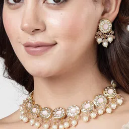 Anouk Gold-Plated Kundan-Stone Studded & Beaded Jewellery Set-picture-2