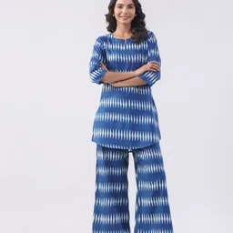 JISORA Printed Round-Neck Pure Cotton Tunic With Trousers Co-Ords-picture-21