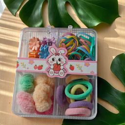 LYTIX Girls Pack Of 30 Soft Elastic Bands Hair Ties & Mini Claw Clips - Assorted-image-92