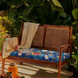 Chumbak French Rattan Love Seat India Paisleys Blue Printed 2 Seater Couch-image-35