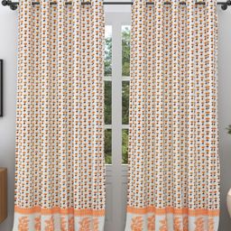 The Craft Monk White & Pink Set of 2 Floral Door Curtain-image-47