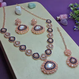 Anouk Rose Gold-Plated Stones Studded Jewellery Set-14
