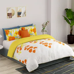 United Colors of Benetton White & Red Printed Cotton Extra Large Bedding Set-21