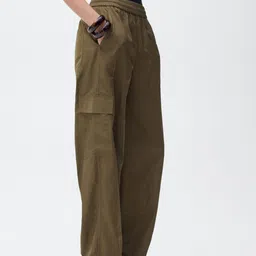 MANGO Women Mid-Rise Cargo-Style Relaxed Fit Parachute Trousers-image-55