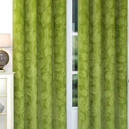 B' Decorlish Green Set of 2 Ethnic Motifs Room Darkening Window Curtain-9