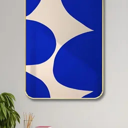 SAF Blue & White Abstract Printed Wood Wall Art-picture-10